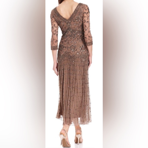 Pisarro Nights Elegant Brown Beaded Formal Gown - Picture 7 of 10